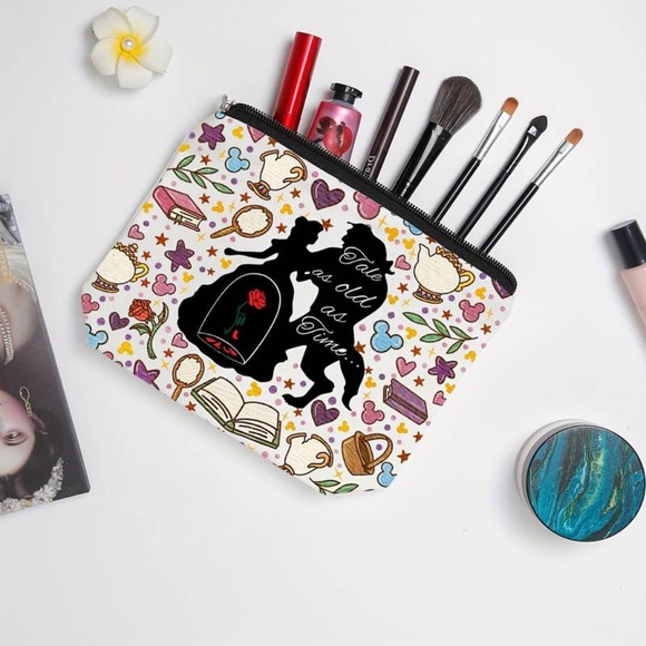 NEW IN PACKAGE BEAUTY AND THE BEAST MAKEUP POUCH BAG 9X7 INCHES - Picture 2 of 4